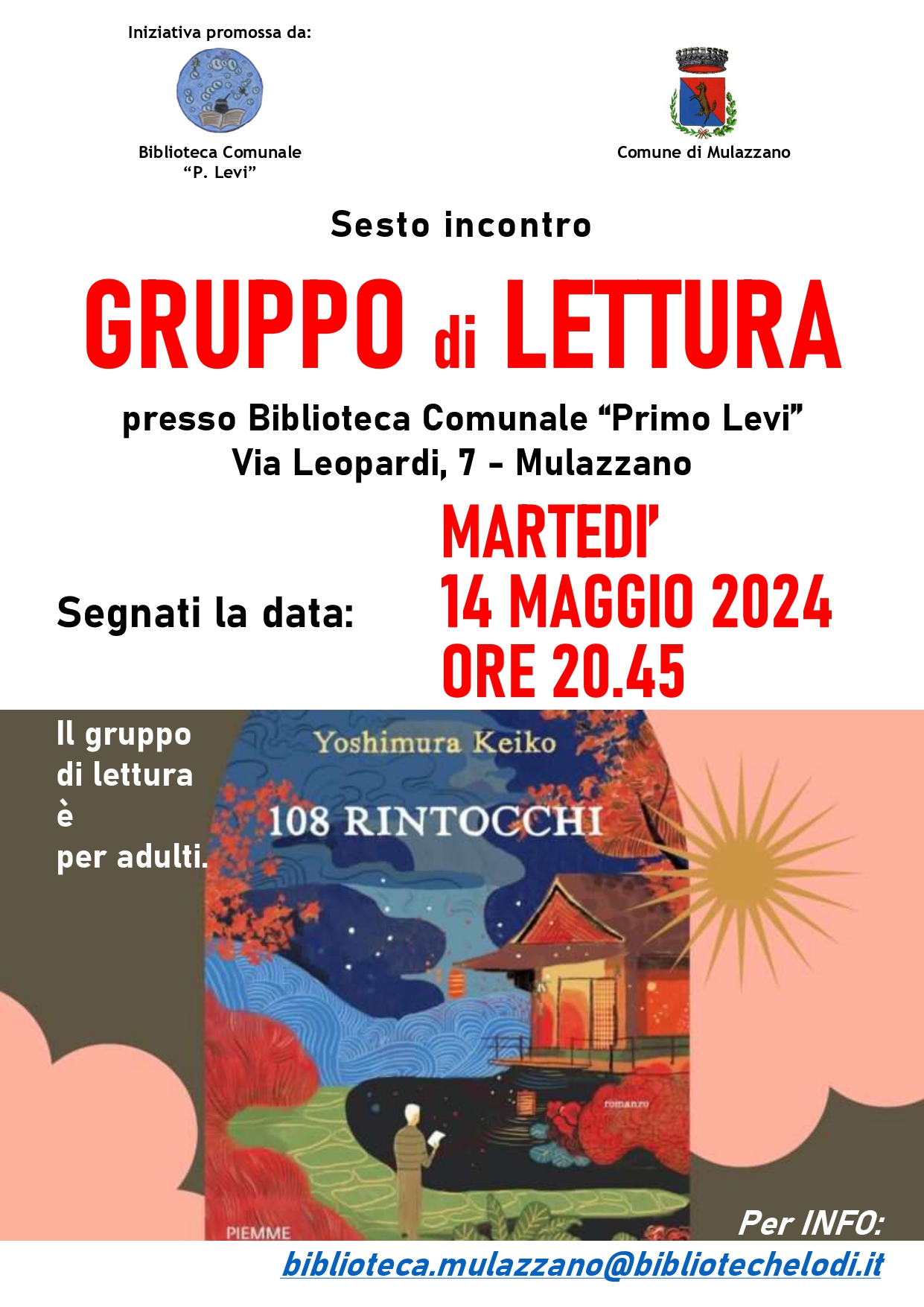 Gruppo di lettura in biblioteca - martedi' 14 maggio 2024